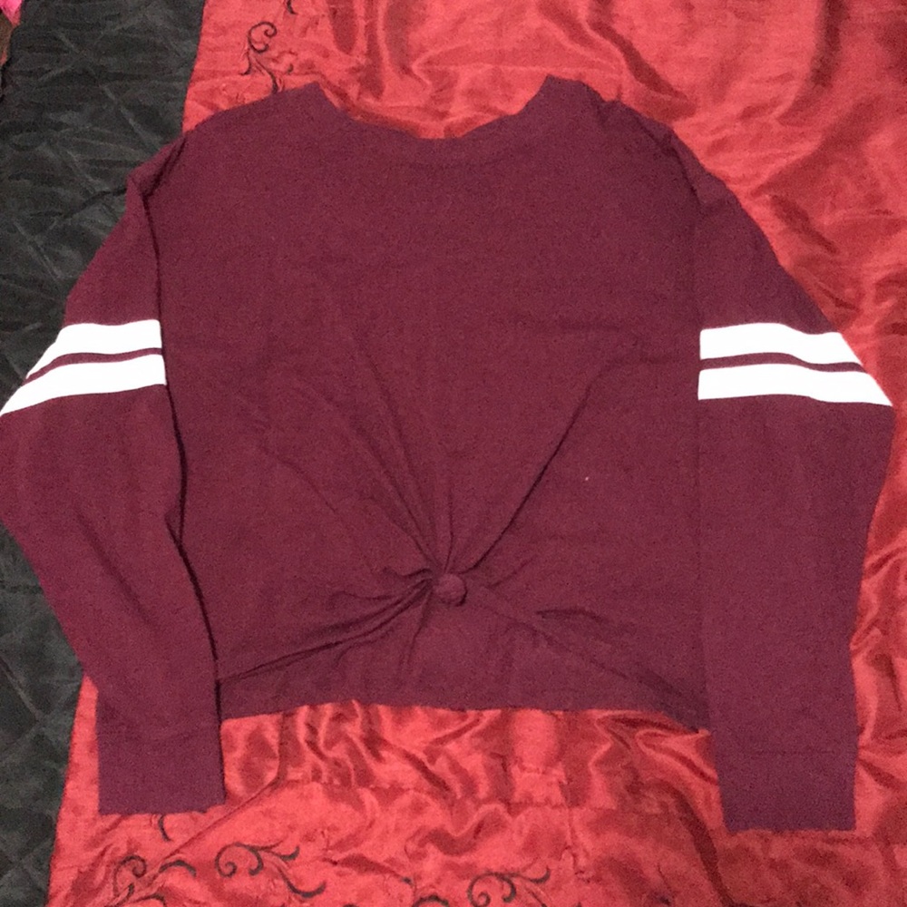 Oversized cropped Maroon Shirt